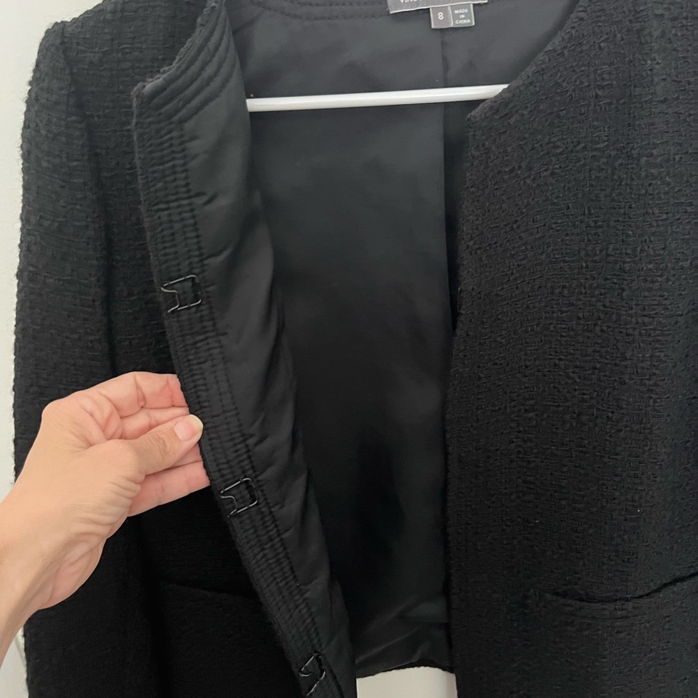 Black Textured Open Blazer